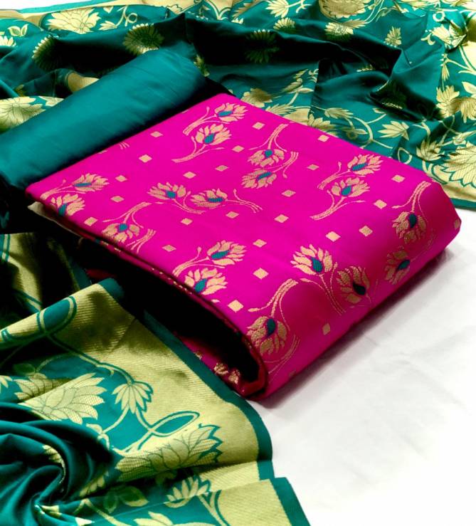 VT Morpankh Banarasi Silk Flower Fancy Designer Wear Wholesale Dress Material Catalog